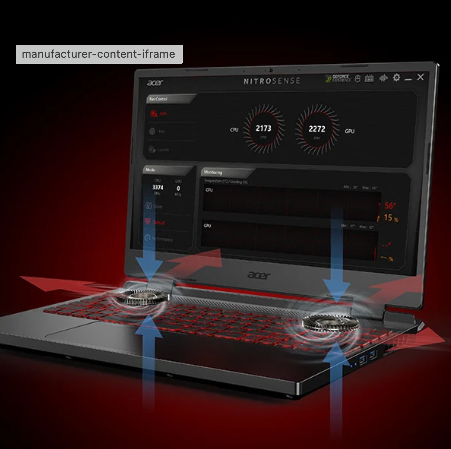 Acer Nitro 5 Laptop 17.3″ Intel i5-12500H 12core, RTX 3050, 32GB RAM, 512GB SSD