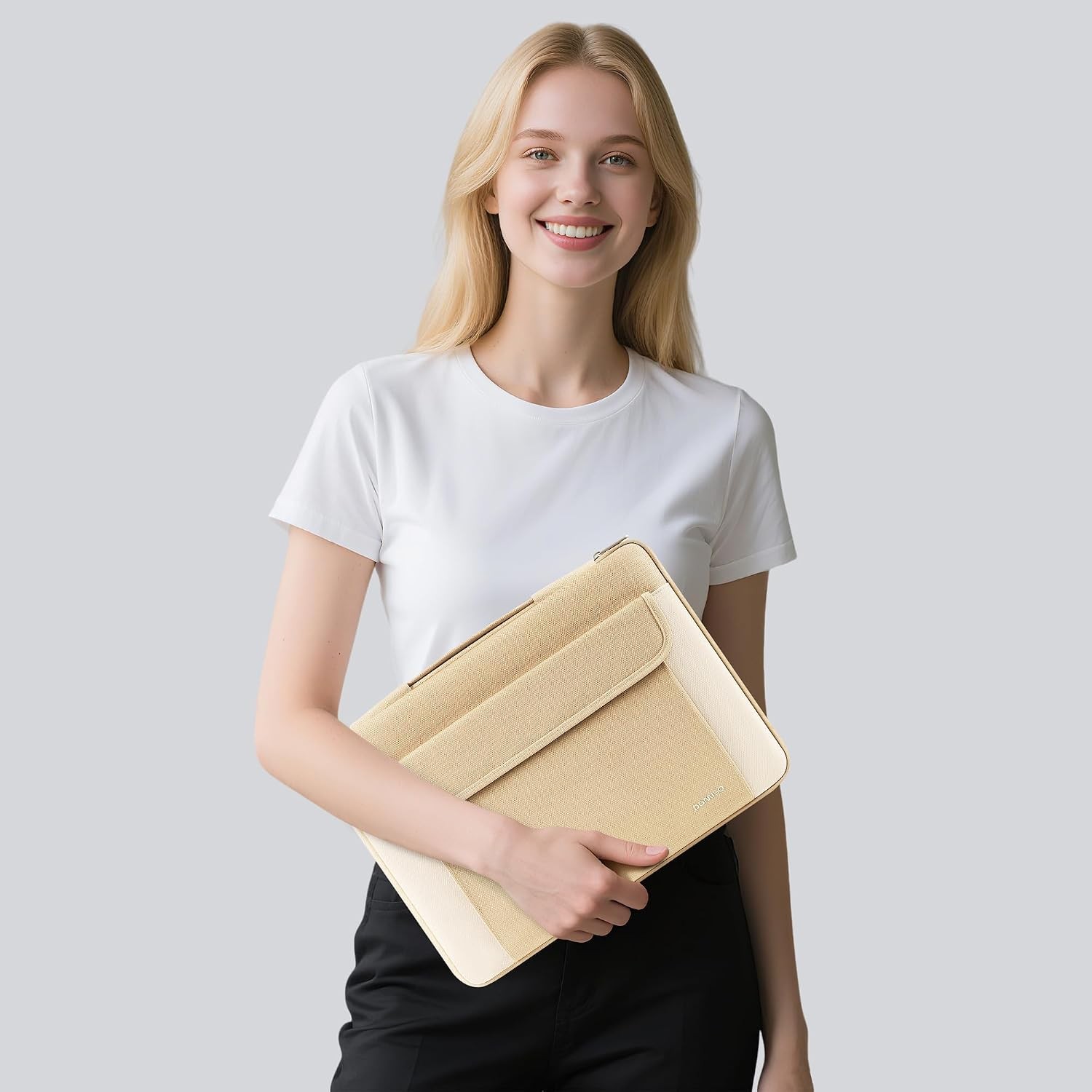 Beige Water-resistant Laptop Sleeve for 17-17.3 Inch Dell, HP, Lenovo, Acer, Asu