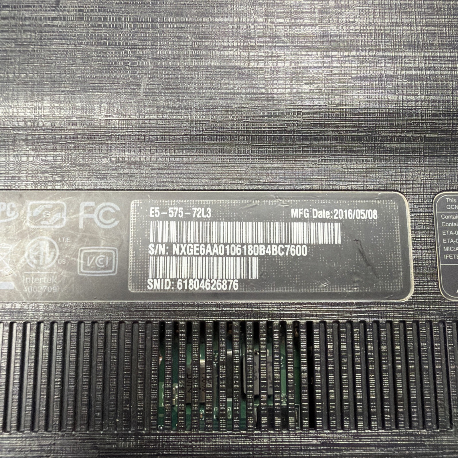 *PARTS Acer Aspire E 15 E5-575-72L3 Laptop Intel Core i7-6500U NO RAM/HD/OS
