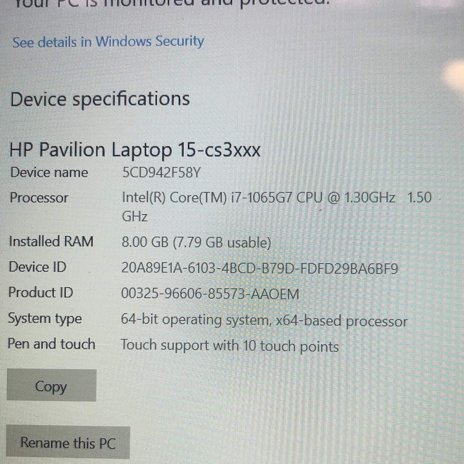 HP Pavilion 15-CS3076NR 14″ i7-1065G7 1.4GHz 8GB RAM 512GB SSD