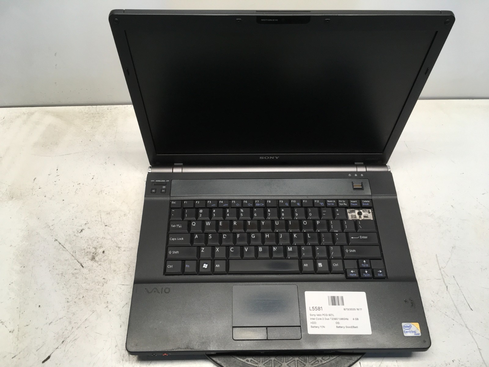 Sony Vaio PCG-9Z1L Intel Core 2 Duo T2390 1.86GHz 4 GB NO HDD
