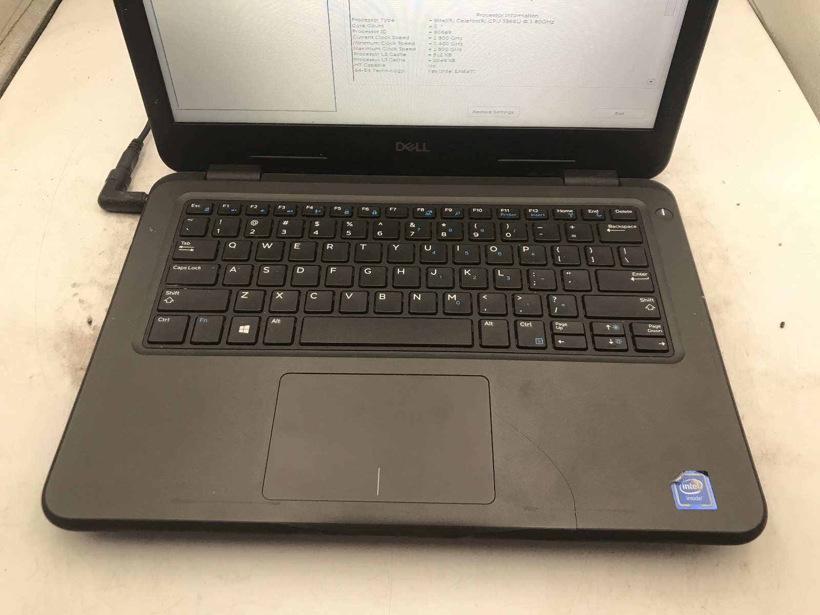 DELL LATITUDE 3300 – BOOTS TO BIOS – INTEL CELERON 3865U – NO RAM – READ – BB