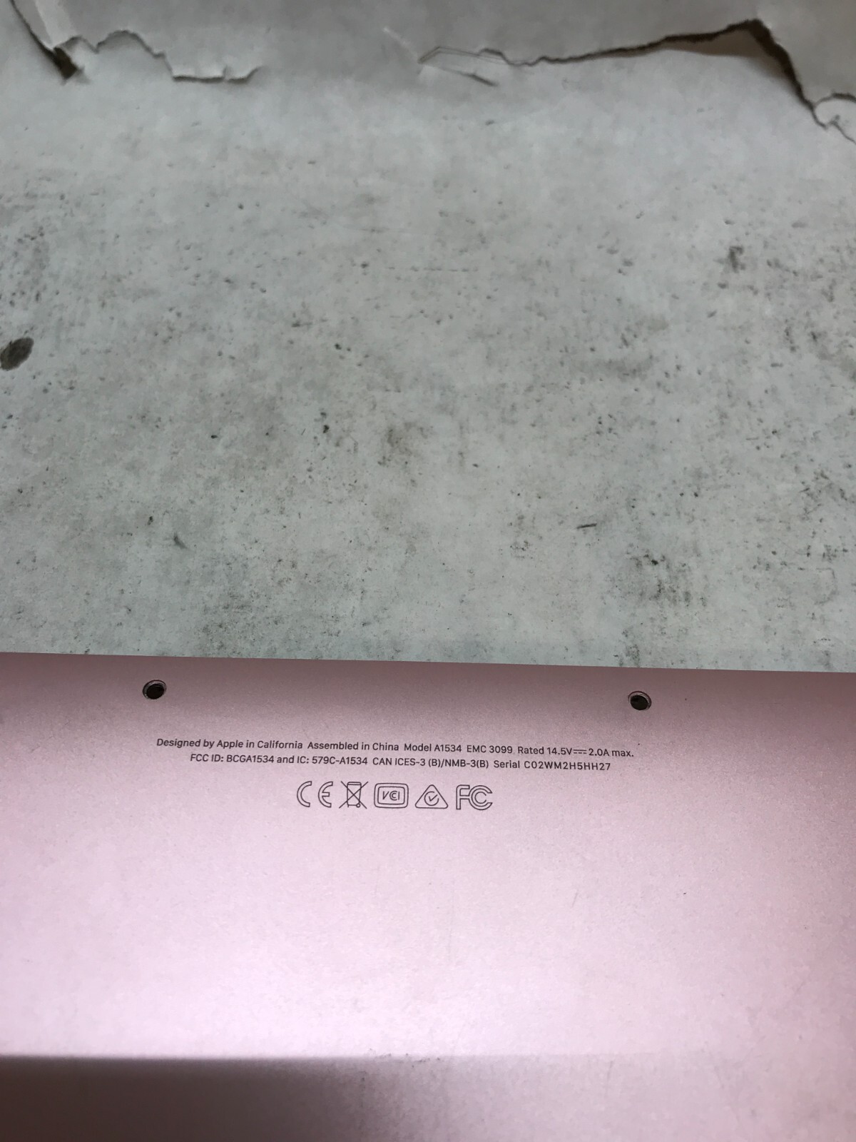 Apple MacBook 2015 A1534 Battery+Back Cover ONLY For Parts or Repair AS IS – DW