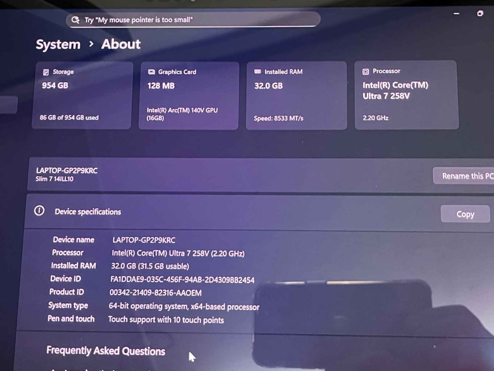 Lenovo Slim 7i 14″ OLED WUXGA Touch Ultra 7 258V 32GB 1TB SSD 83MC0005US