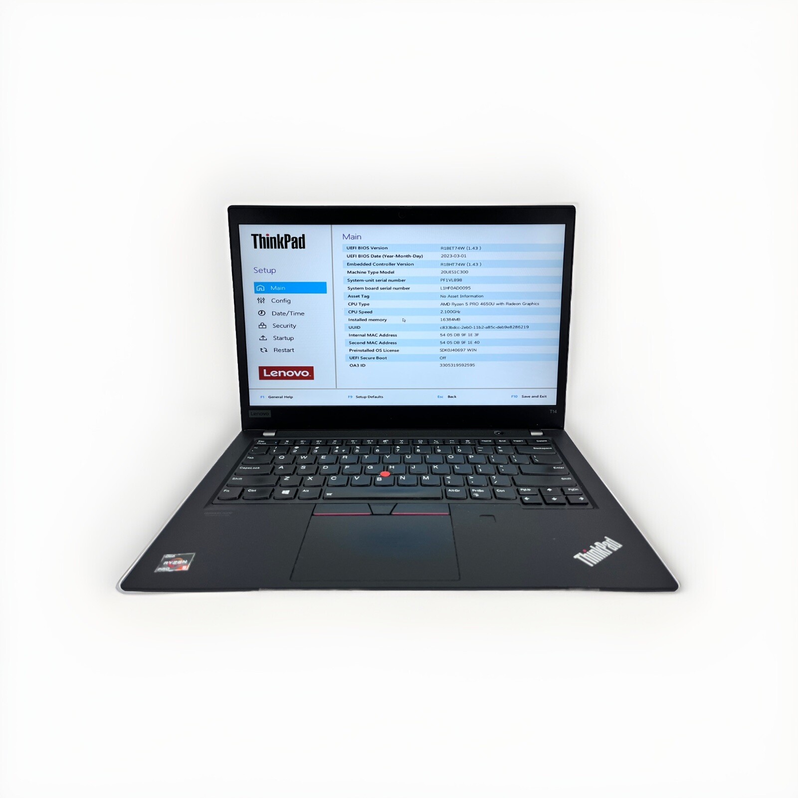 Lenovo ThinkPad T14 (Gen 1) 14″ Ryzen 5 Pro 4650U 2.10GHz 16GB 512GB *Grade A*