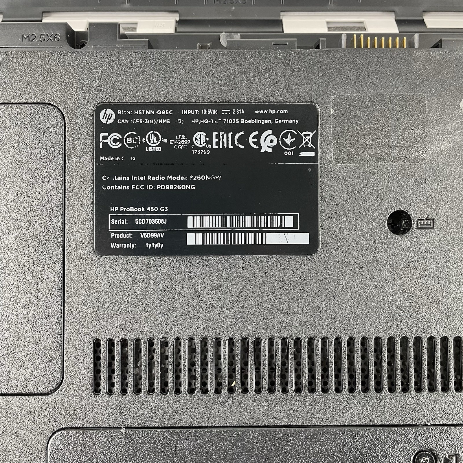 HP ProBook 450 G3 15.6″ i5-6200U 2.30 GHz 4 GB RAM No SSD No OS No Batt READ