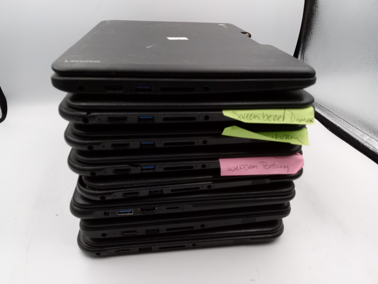 Lot of 8 – Lenovo N22 / N23 Chromebook Laptops – FOR PARTS – VARIOUS ISSUES -RR