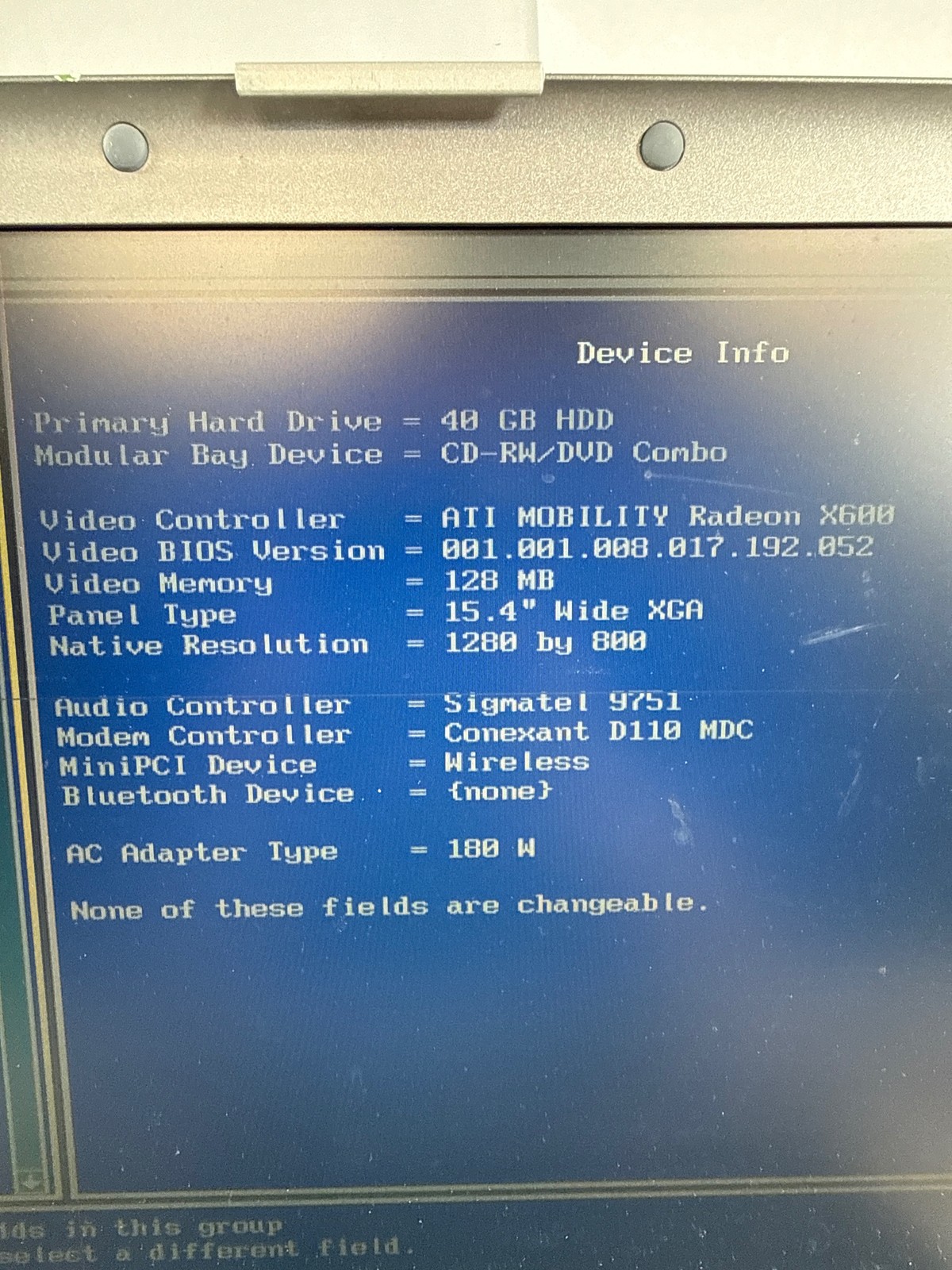 Dell Latitude D810 Win XP 2.1GHz 1 GB 40GB HDD 15.4″ FOR PARTS/REPAIR