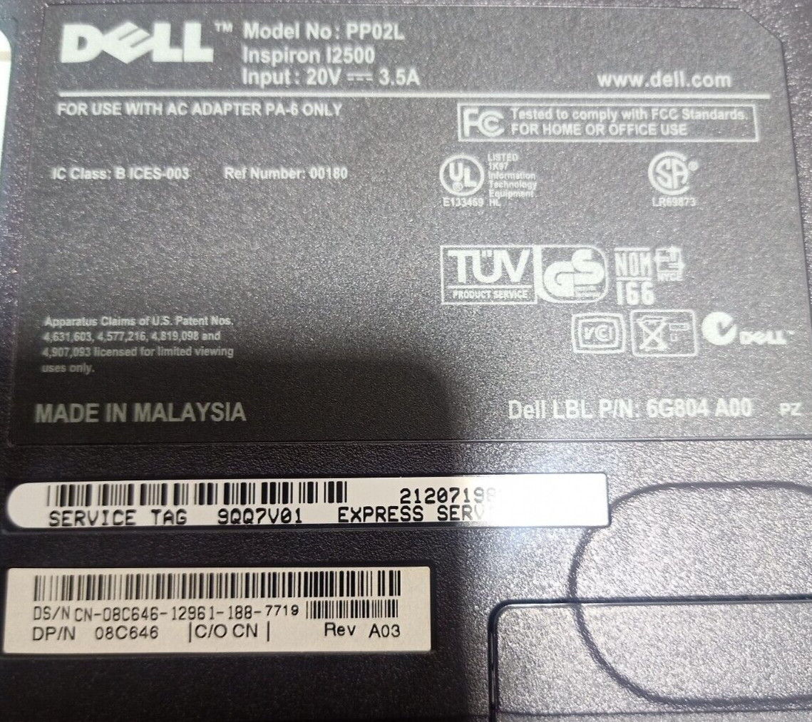 Dell Inspiron 2500 Laptop Intel Pentium III 318MB RAM No HDD No OS w/Power