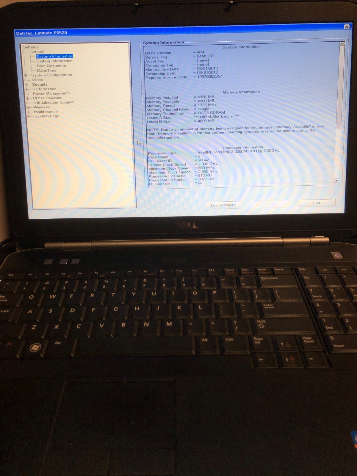 Dell Latitude cpu:E5520 i5-2350M 2.4Ghz ram:4Gb 80Gb HDD Laptop No OS.