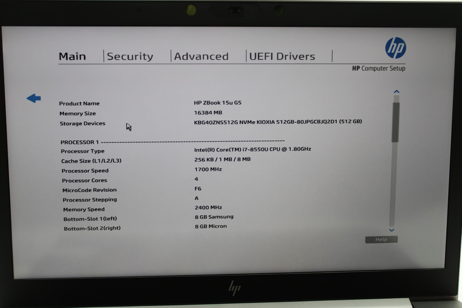 HP ZBook 15u G5 i7-8550U @ 1.8 GHz 16GB RAM 512GB SSD Radeon WX 3100 Win 11 Home