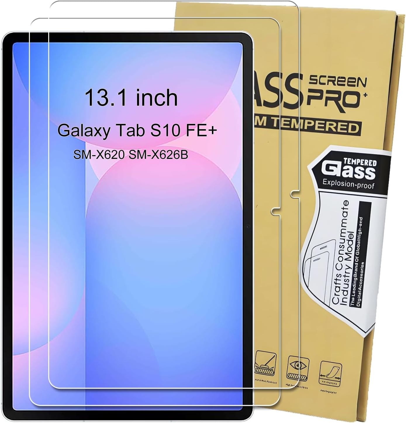 2-Pack Tempered Glass Screen Protector for Samsung Galaxy Tab S10 FE+ / S10 Plus