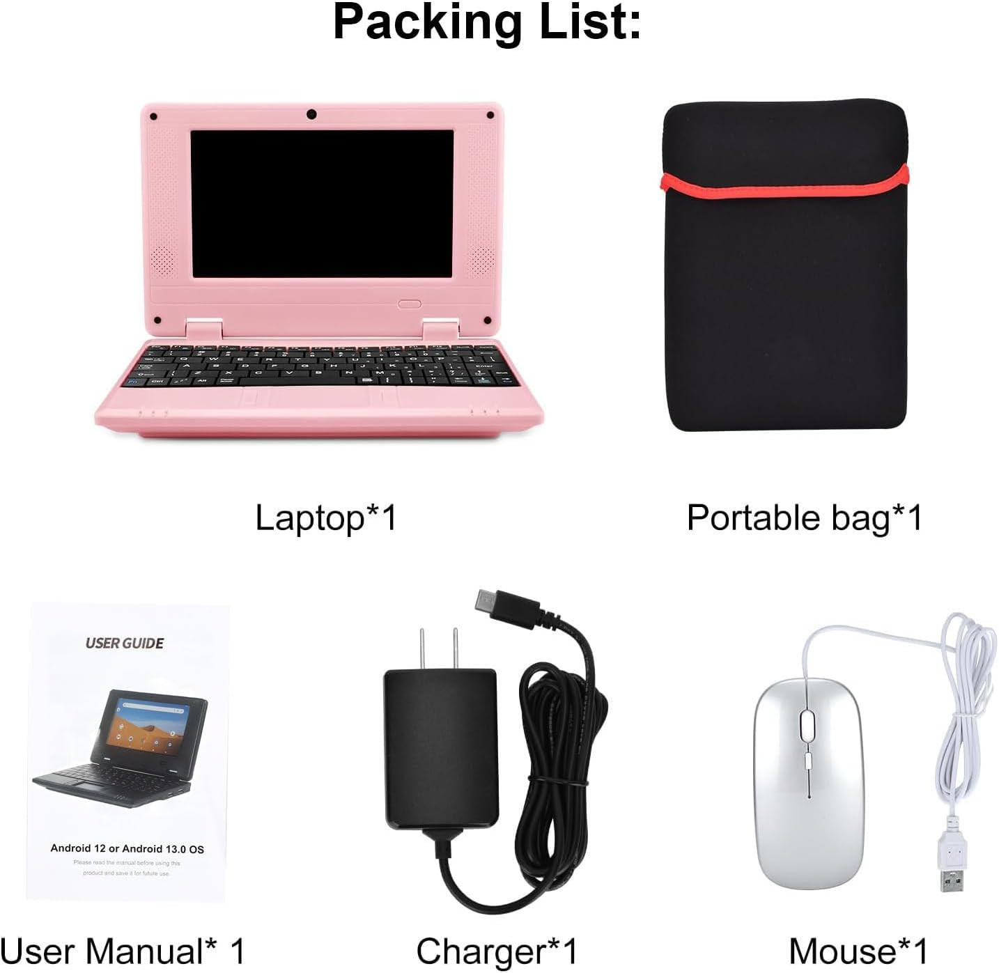 7″ Portable Small Laptop, Android 12.0 OS Quad-Core Cortex A53 with 2GB RAM 32GB