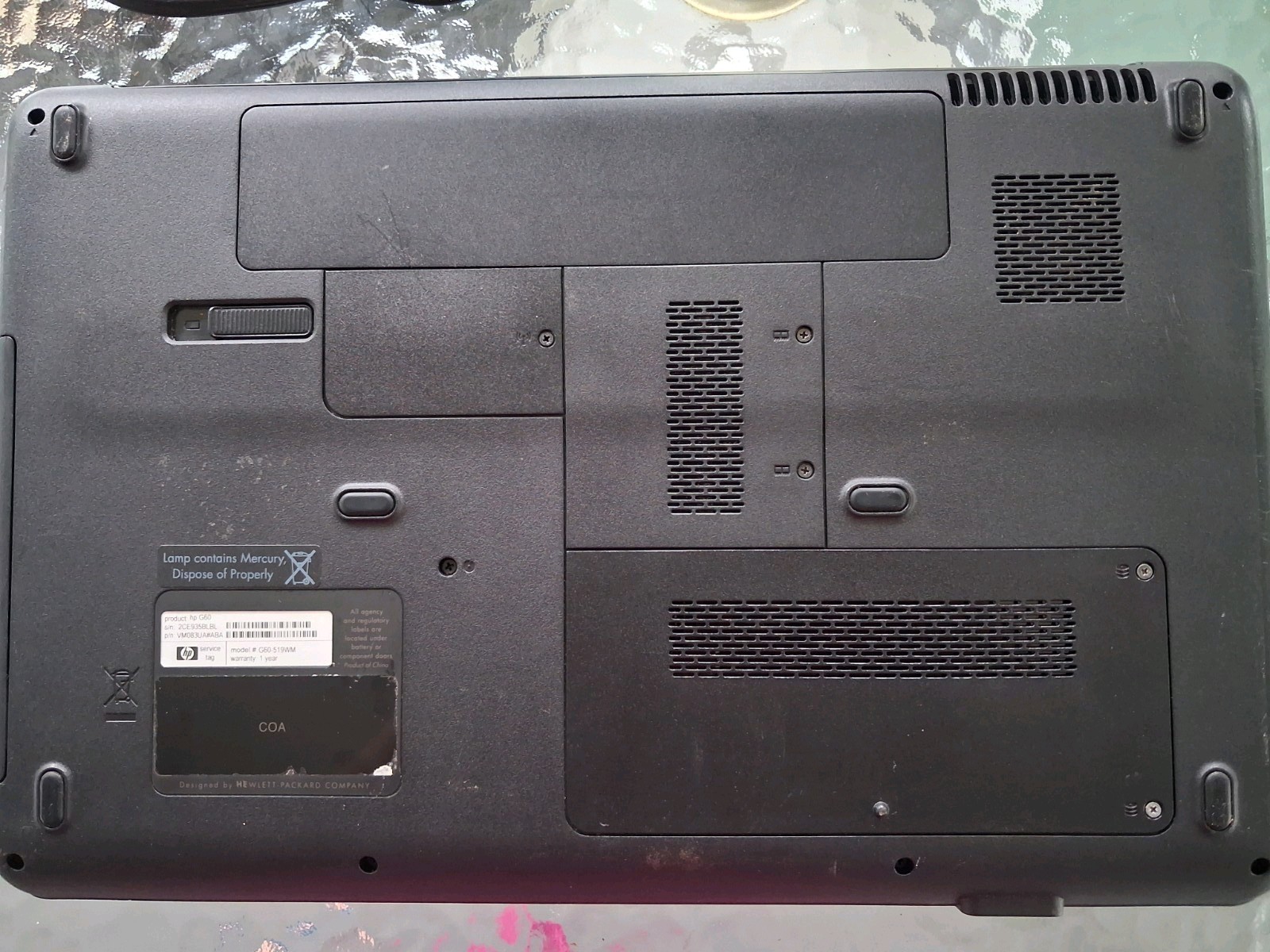 HP G60 NOTEBOOK – 2.2 ghz Intel Celeron 900 – 4GB RAM W/Adapter NO HDD
