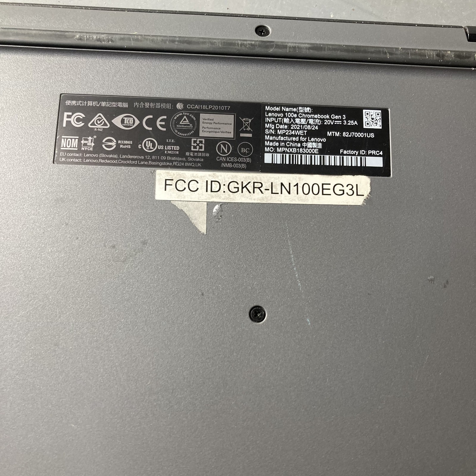 Lenovo 100e Chromebook Gen 3-AMD 3015ce-4GB Ram 32GB SSD Chrome OS