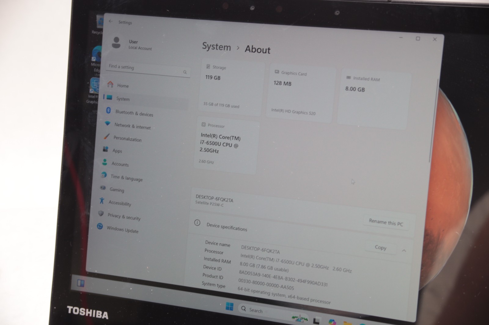 Toshiba Satellite Radius 12 P25W-C Convertible i7-6500U 8GB 128GB 12.5″ Touch