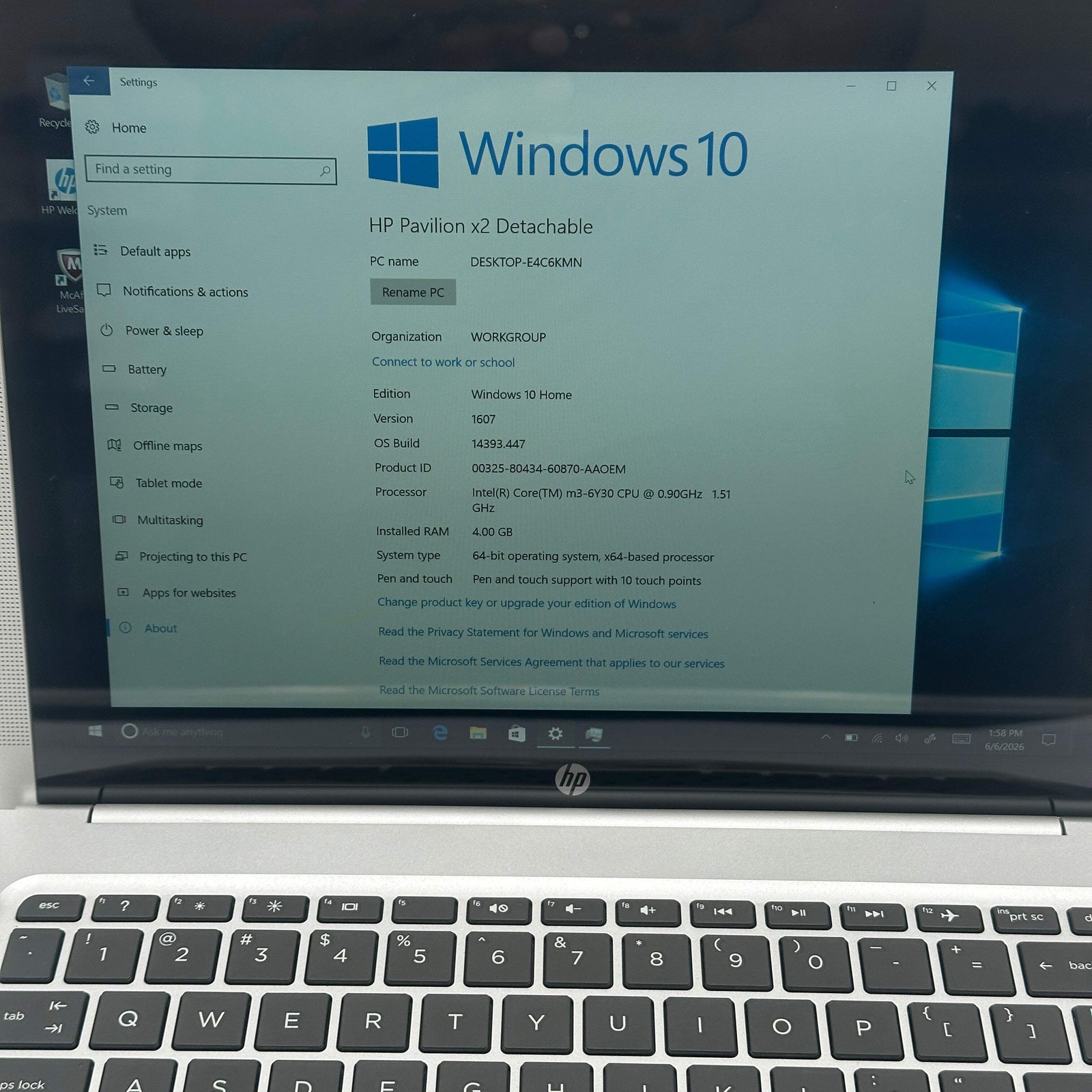 HP Pavilion X2 13-inch Laptop Intel Core m3 4GB RAM 128GB Silver – Used