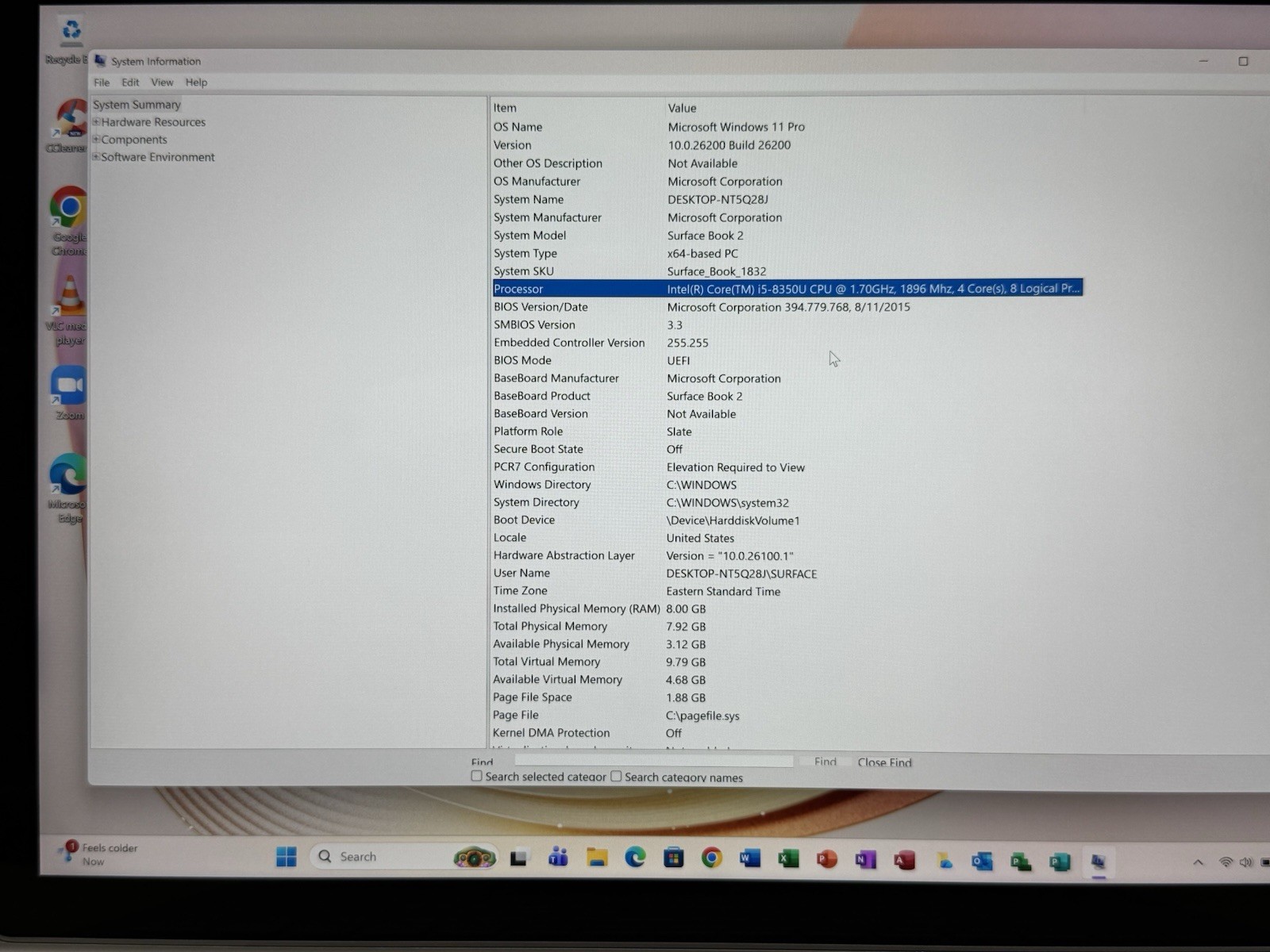 Microsoft Surface Book 2 13.5” i5 8350U 1.7GHz 8GB RAM 256GB 2 In 1 Laptop