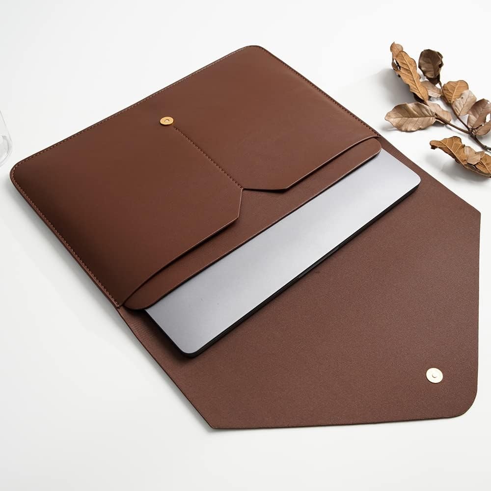13 Inch PU Leather Laptop Sleeve for 13 MacBook Air M3 M2 & MacBook Pro M2 Dark