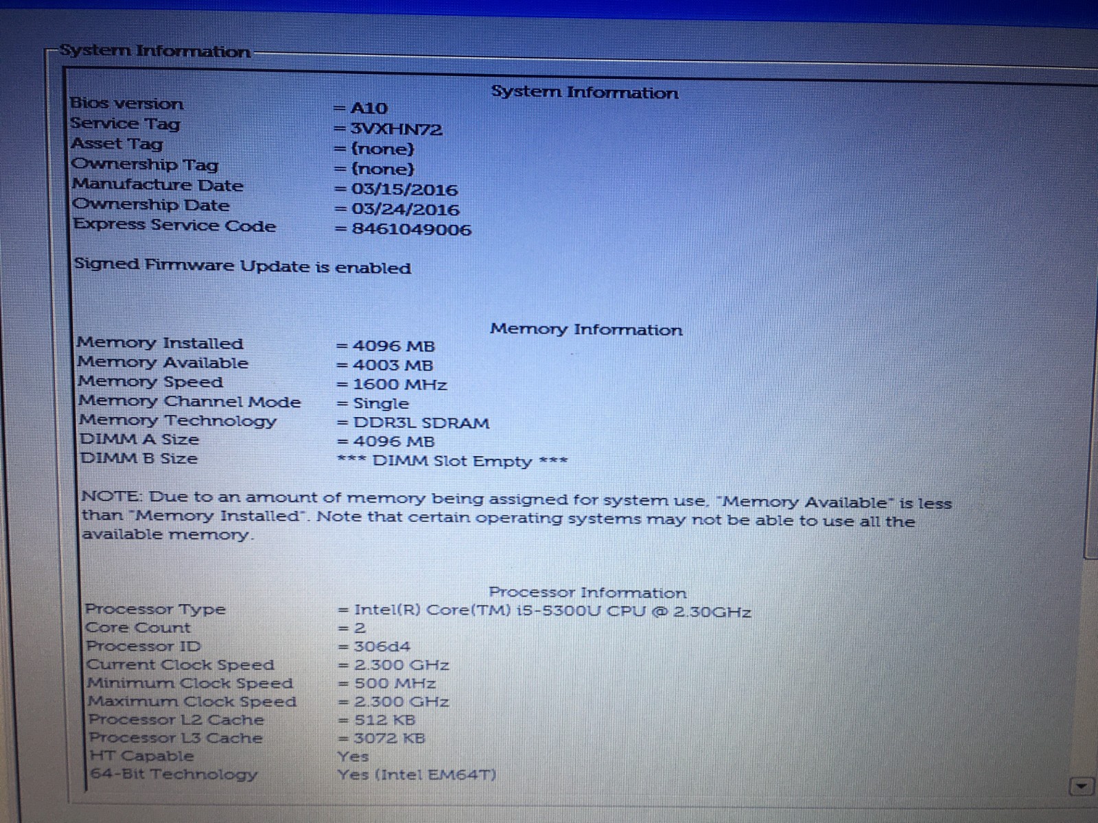 Dell Latitude E5450 i5-5300U@2.3GHz 4GB RAM *NO COVER/SSD/OS/BATT/AS IS* | LP518