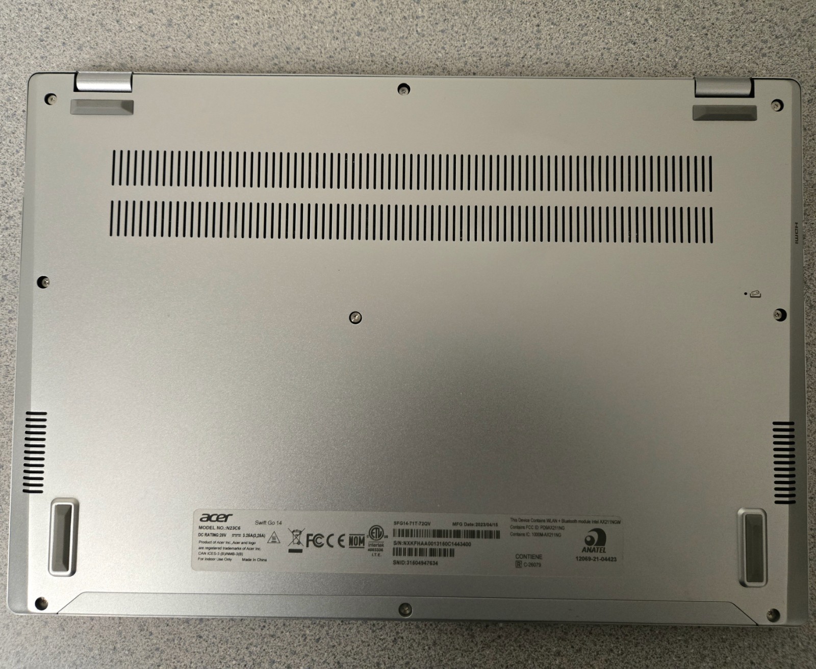 Acer Swift Go Intel Core i7 – Evo Thin & Light – (SFG14-71T-72QV) 65w charger!