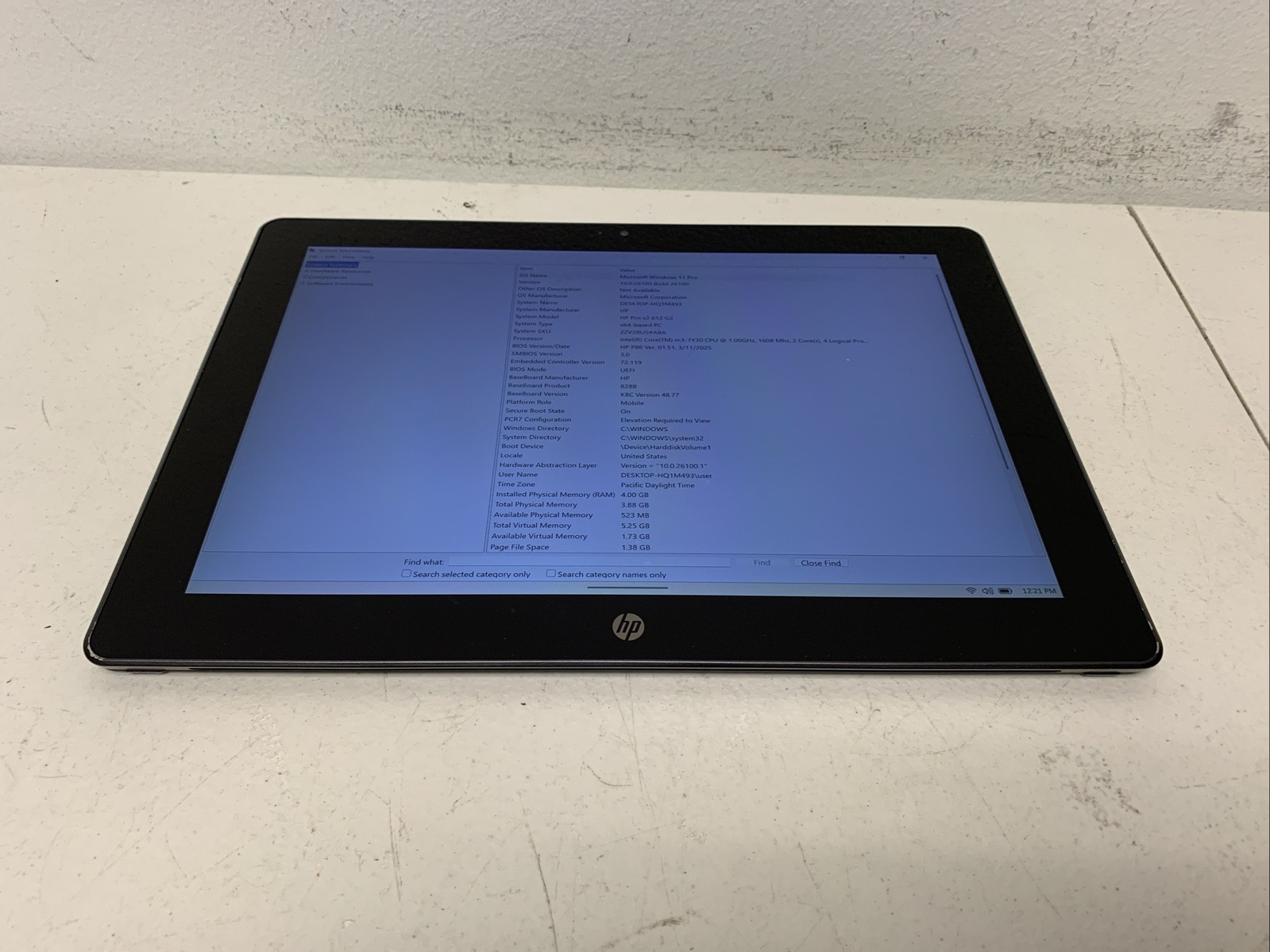 HP Pro x2 612 G2 Intel M3-7Y30 CPU| 1.0GHz| 4GB RAM| 128GB SSD| Win 11 Pro