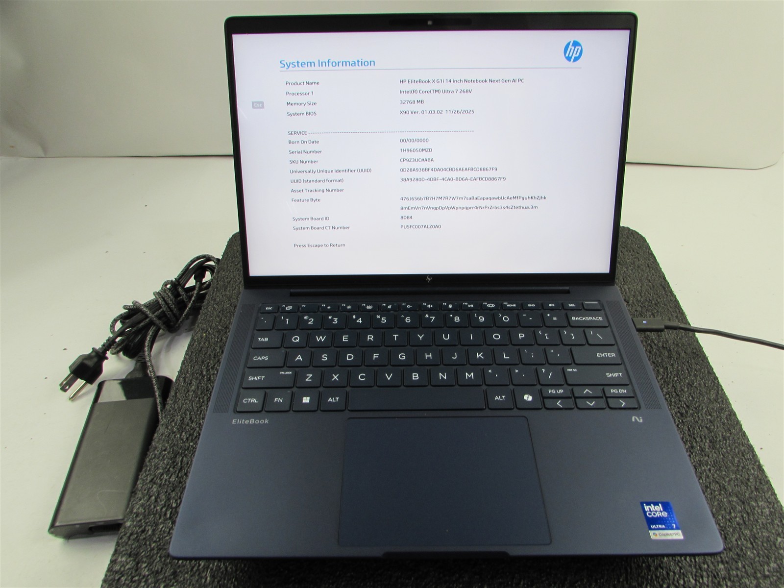 HP ELITEBOOK X G1I 14 AI CORE ULTRA 7 268V NO SSD 32GB RAM NO O.S/BATT