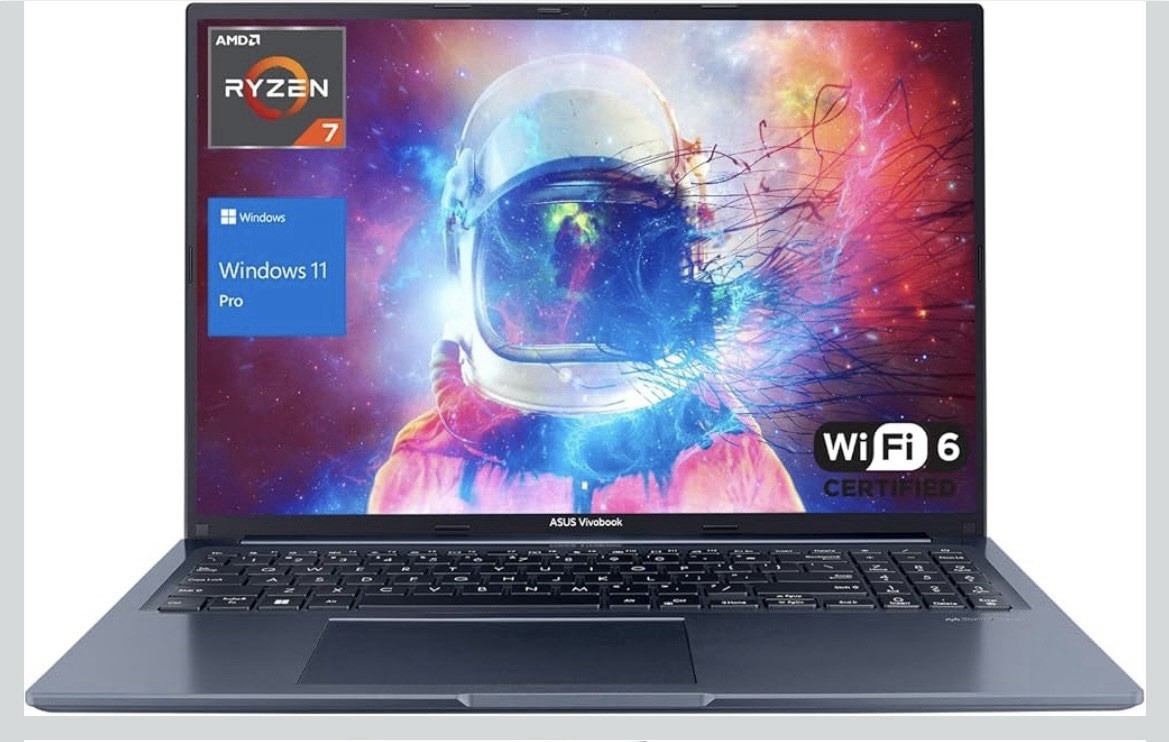 ASUS VivoBook 16″ Ryzen 7 32GB 1 TB SSD Win 11 Pro Wi-Fi 6 Blue