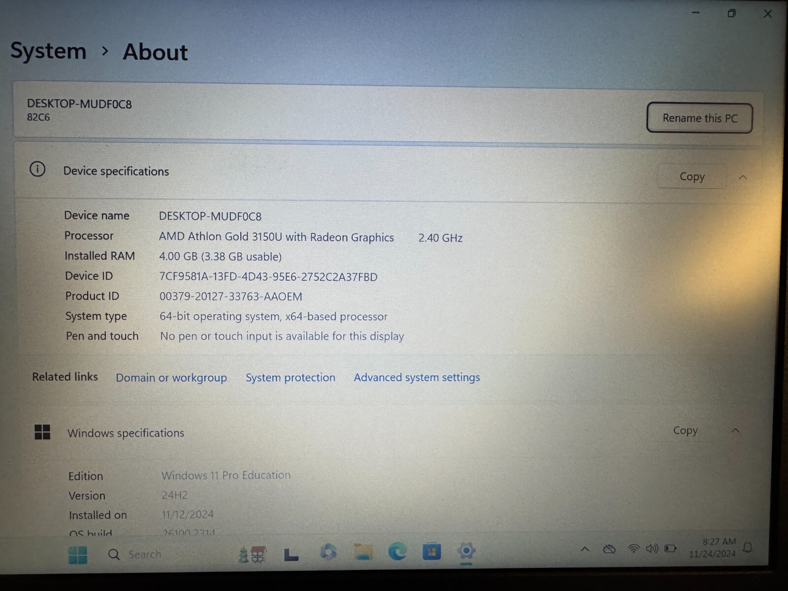 Lenovo 14 In (128GB, AMD Athlon Gold 3150U Dual-Core Processor, 4GB, 3.3GHz) SSD