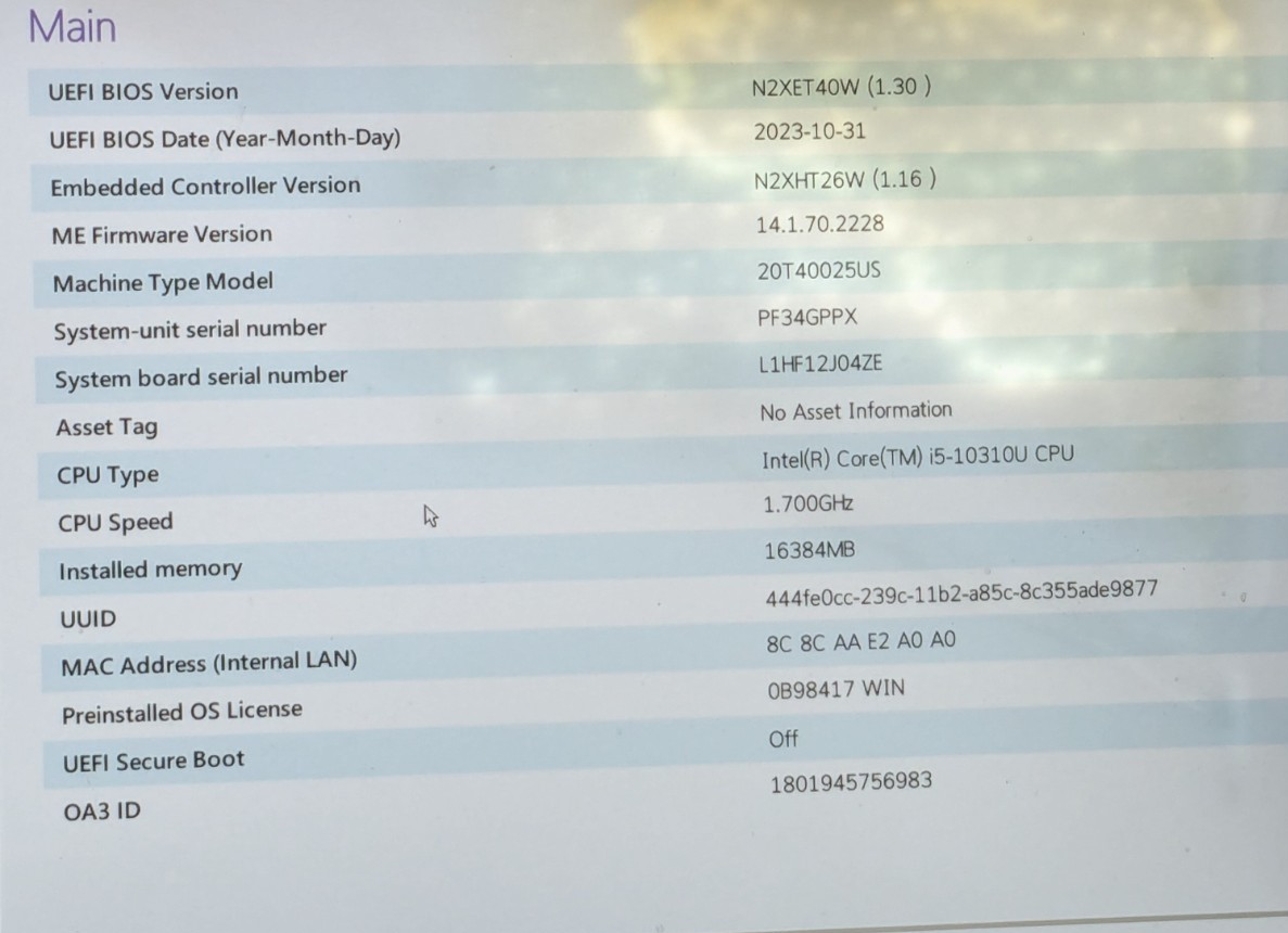Lenovo ThinkPad P15s Gen 1 15.6″ i5-10310U 1.70GHz 16GB No Drive/OS SOLD AS-IS