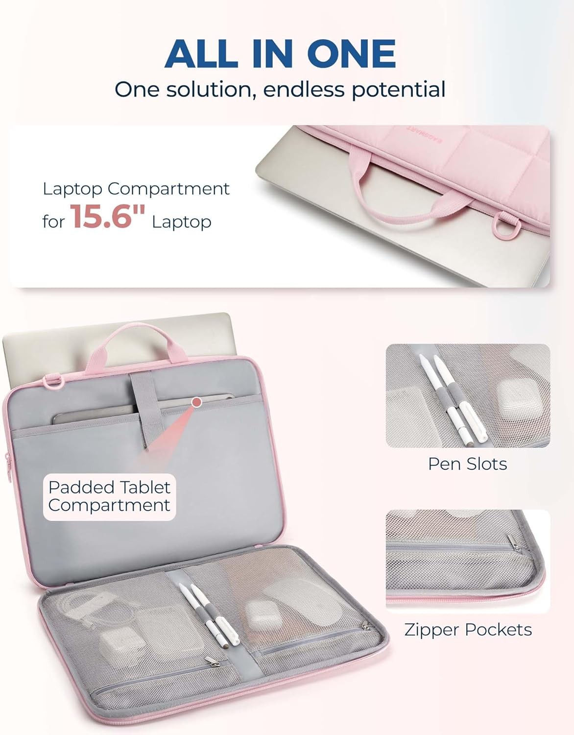 Puffy Laptop Sleeve Bag for Women, MacBook Case for Dell, HP, Lenovo, 15-15.6 in