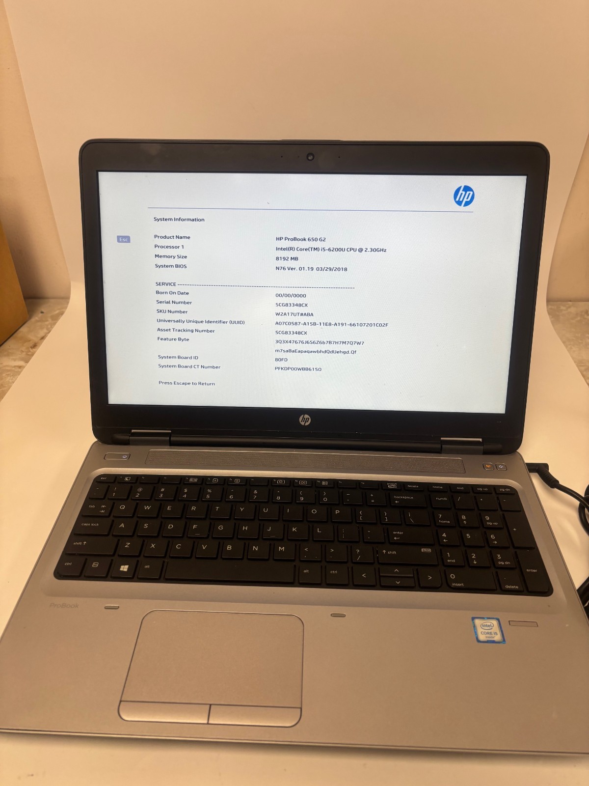 GENUINE HP Probook 650 G2 ✔ i5-6 8GB NO HDD/SSD, NO CHARGER
