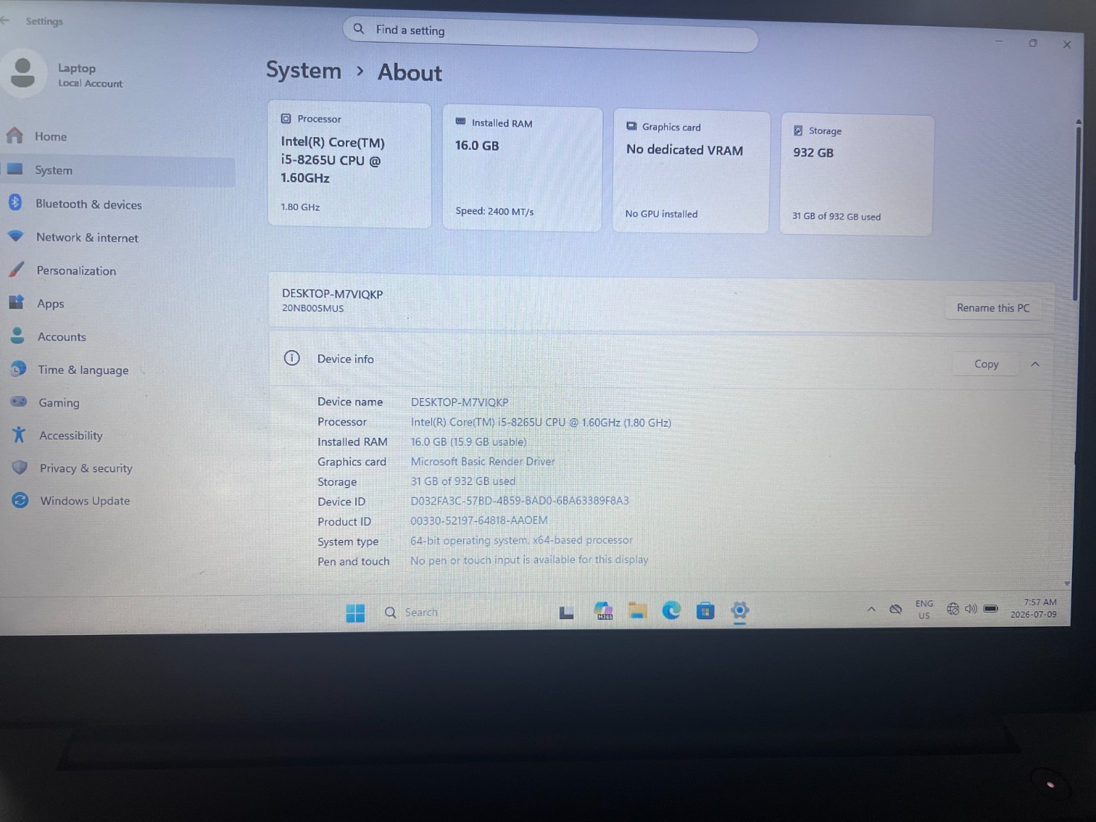 Lenovo ThinkPad E490 14″ Laptop i5-8265U 16GB RAM 1TB SSD Windows 11 w/charger
