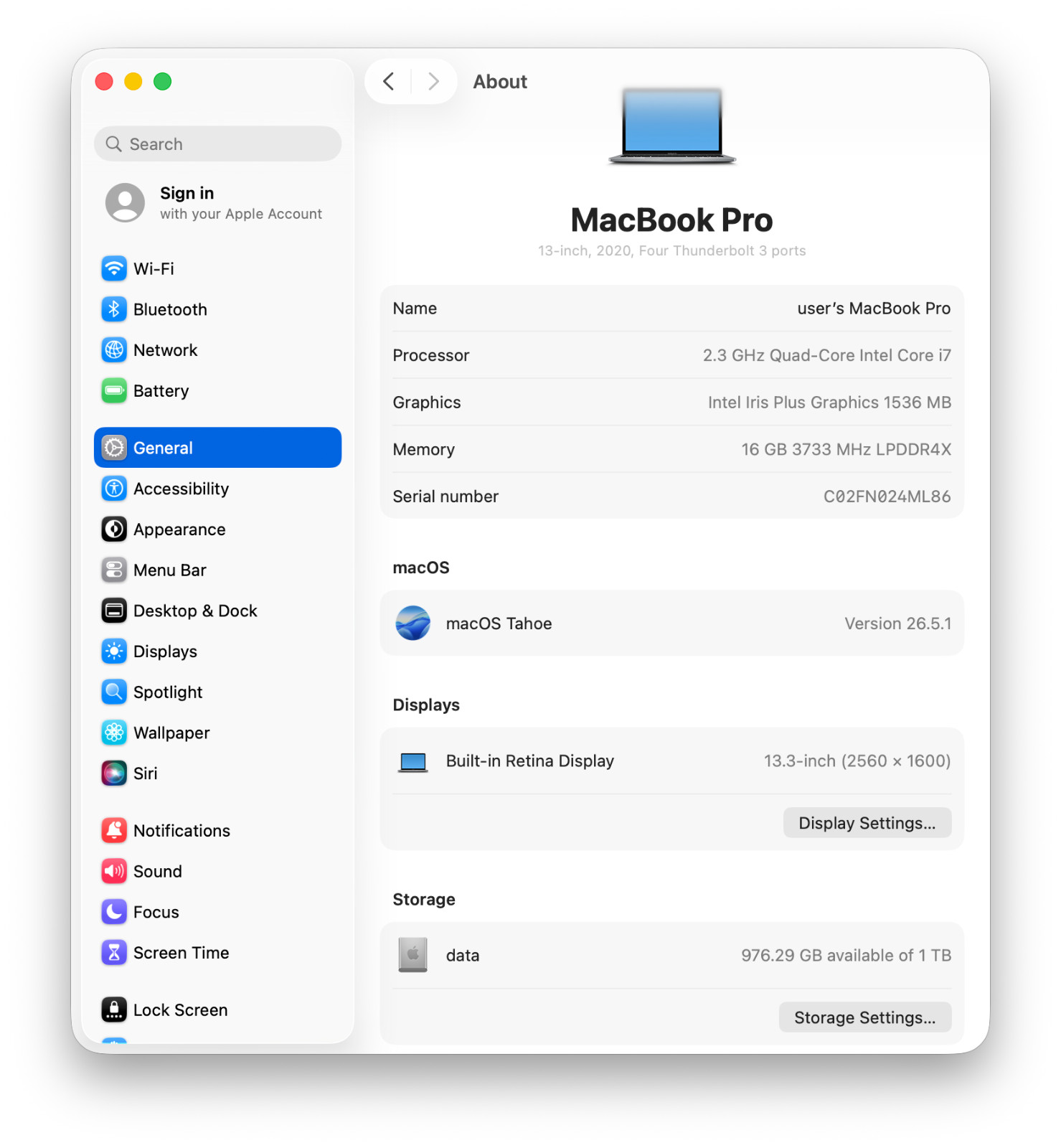 Apple MacBook Pro A2251 13″ Intel Iris 2.3GHz Intel Core i7-1068NG7 16GB 1TB
