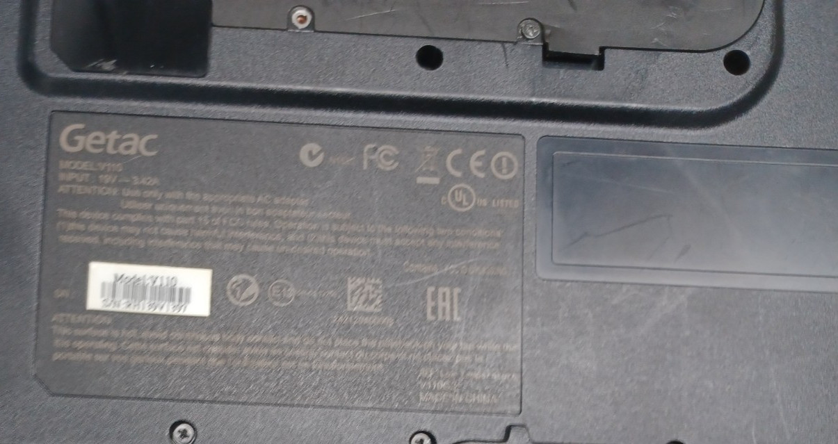 Getac V110 G3 Rugged Laptop Core i5 No RAM No Storage Turns On Needs Recovery