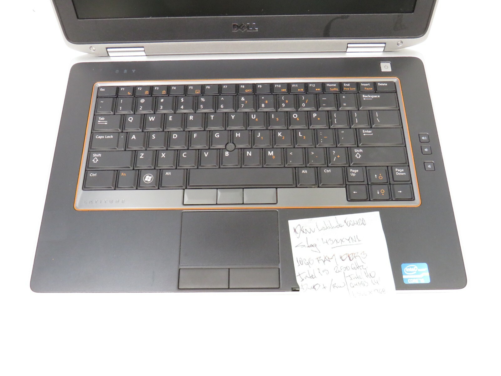 Dell Latitude E6420 S. Tag: 43XXYN1 10GB RAM Intel i5 2.5GHz Boots to BIOS AS IS