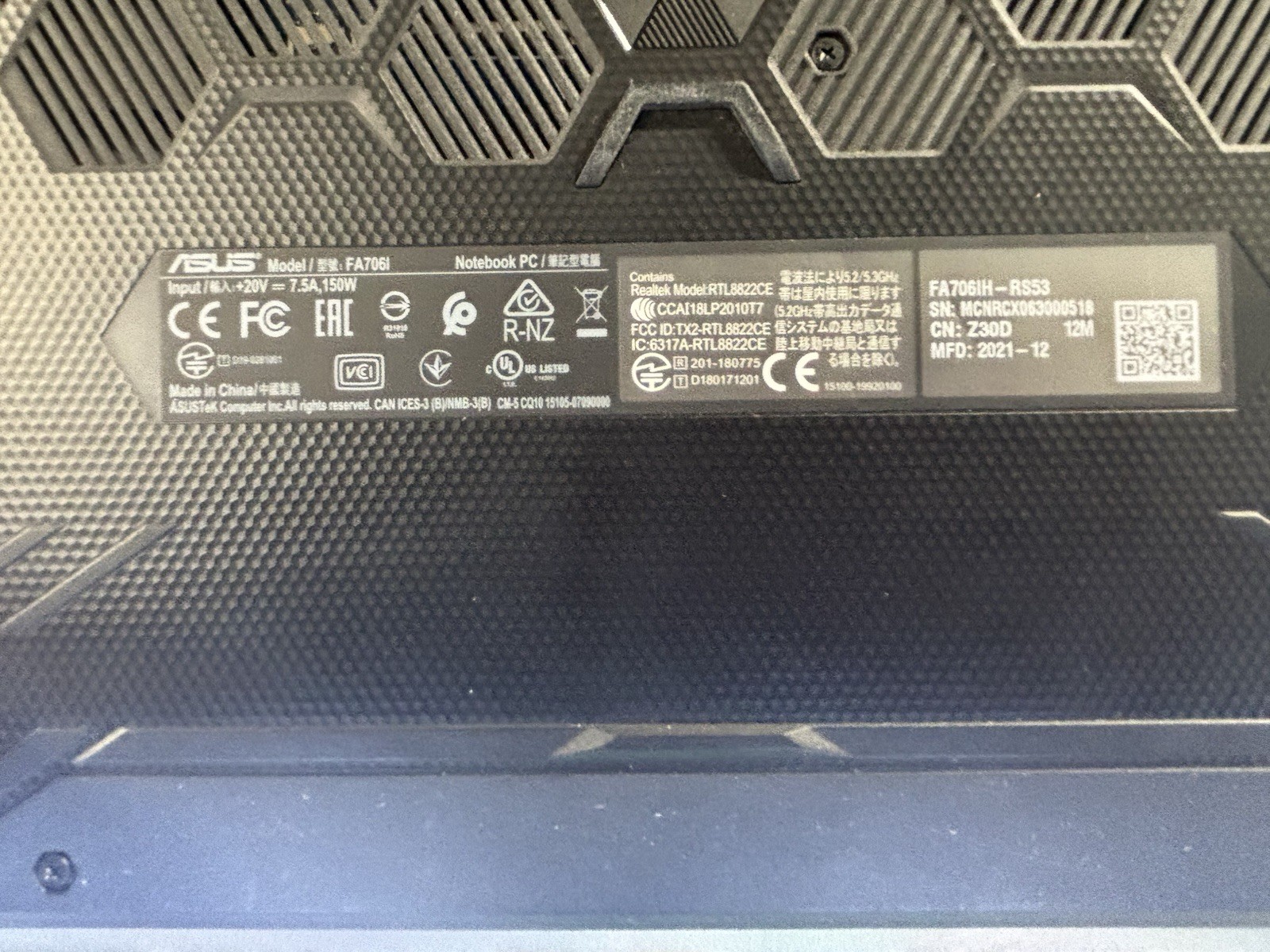 ASUS TUF Gaming A17 FA706IH-RS53 Laptop
