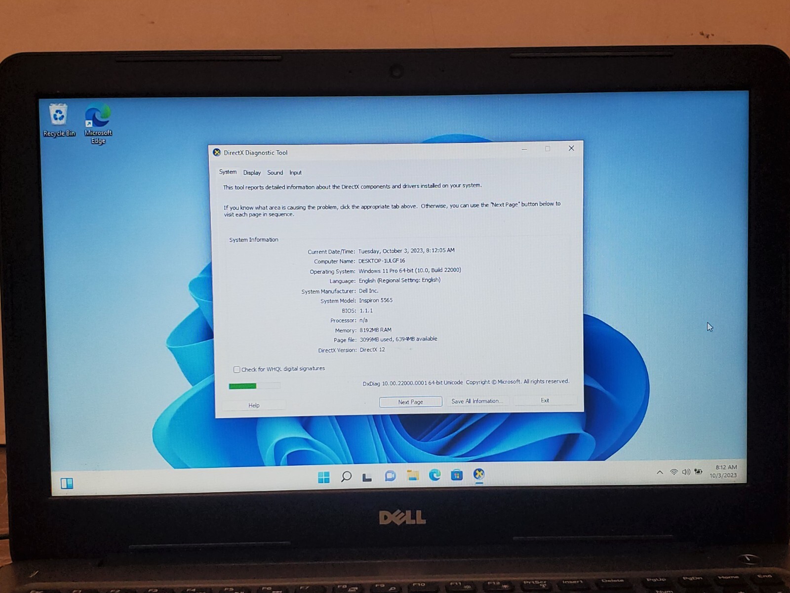 Dell Inspiron 5565 AMD A9-9400 2.4 GHz 8 GB RAM 1 TB HDD 15.6″ READ JW4JYL2