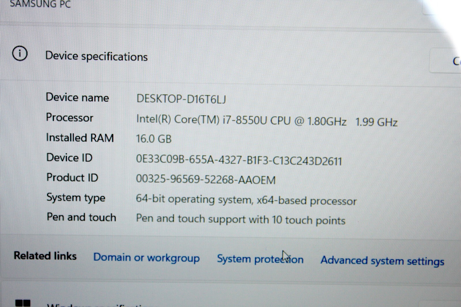 Samsung Notebook 9 Pro 940X5NE Intel Core i7 8550U / 1.8 GHz – 256SSD-16GB Ram