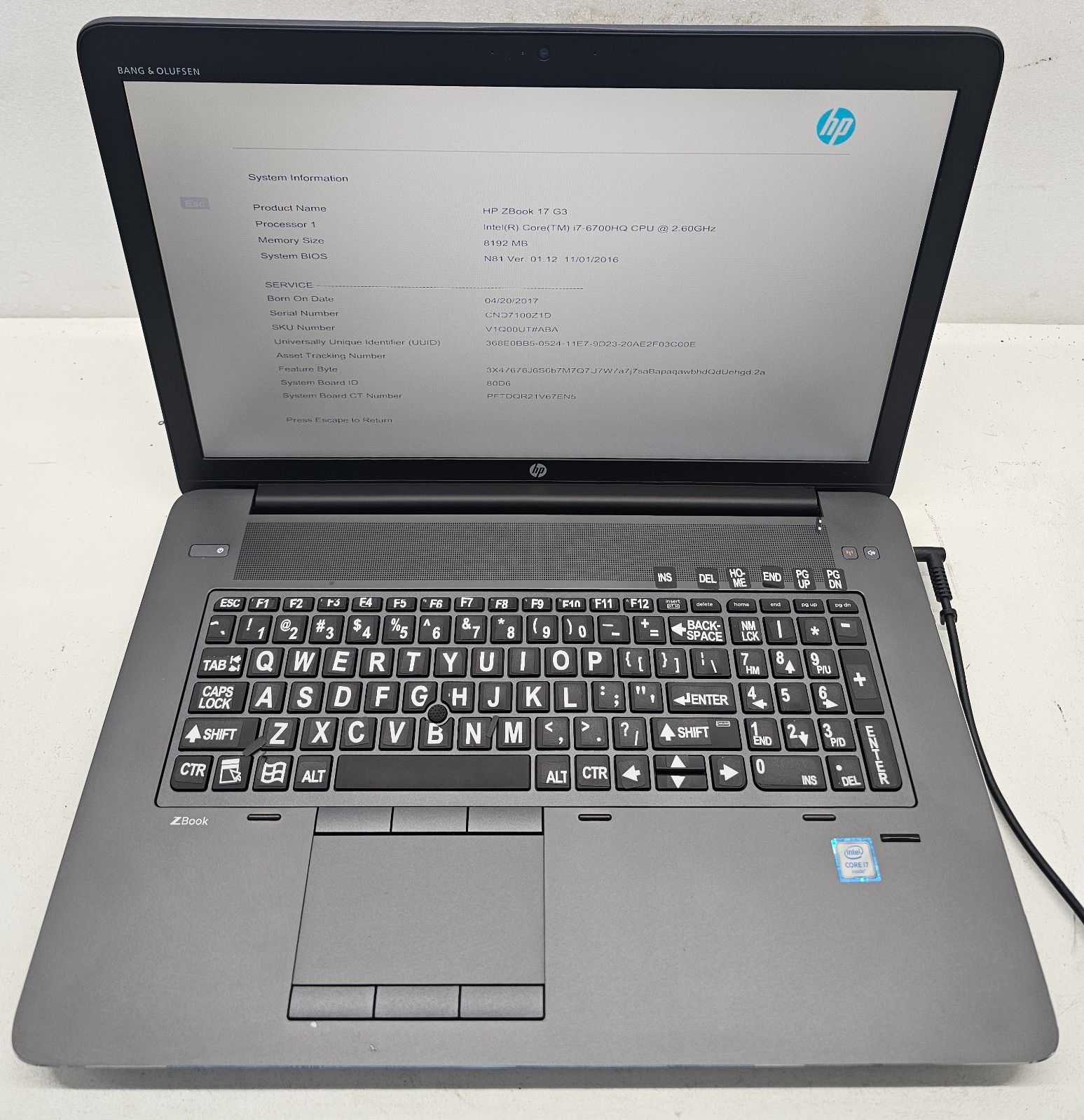 HP ZBook 17 G3 17.3″ Laptop Intel Core i7-6700HQ 8GB Ram NO HD/OS (FL)
