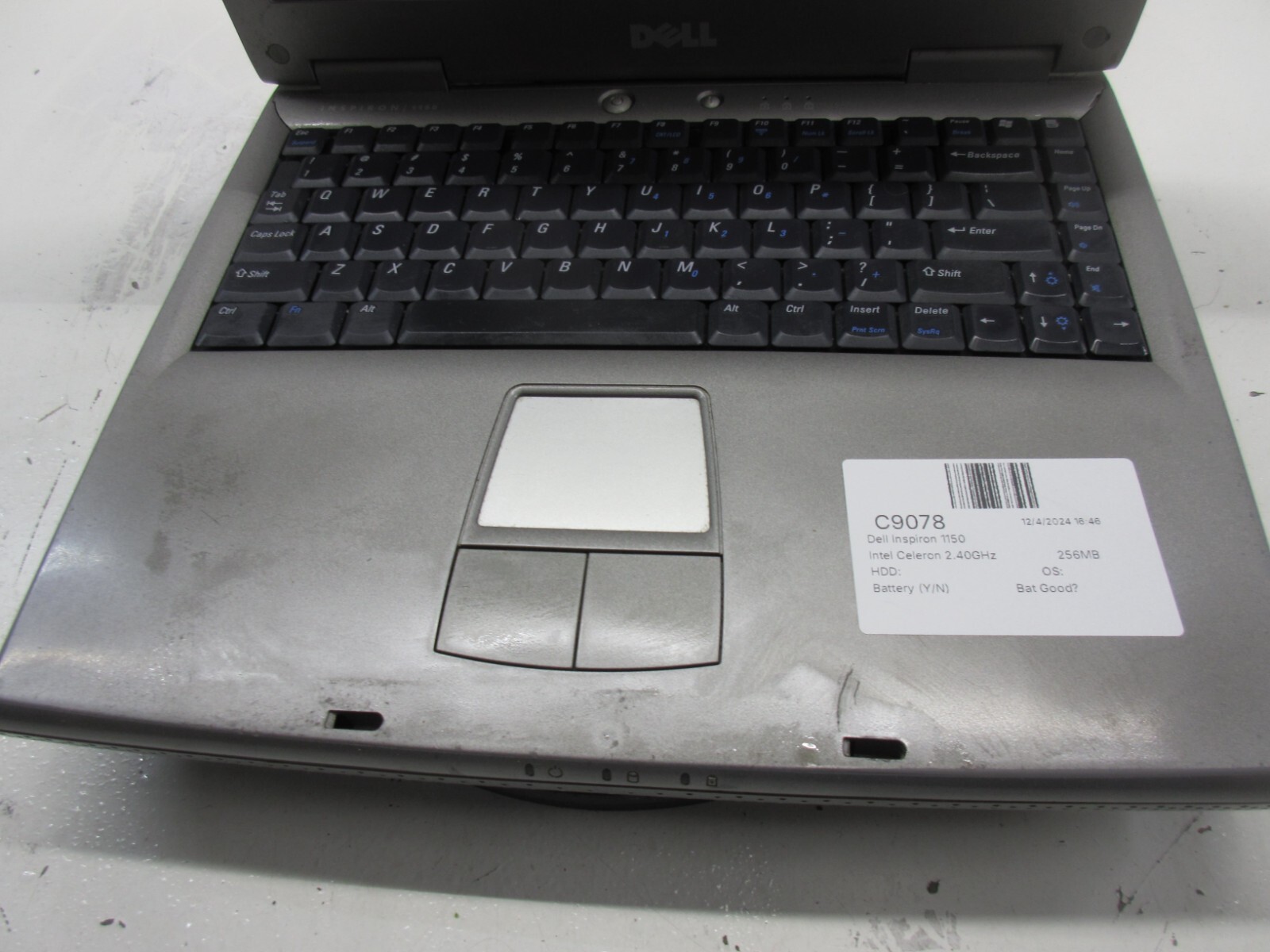 Dell Inspiron 1150 Intel Celeron 2.40GHz 256MB NO HDD No Batt