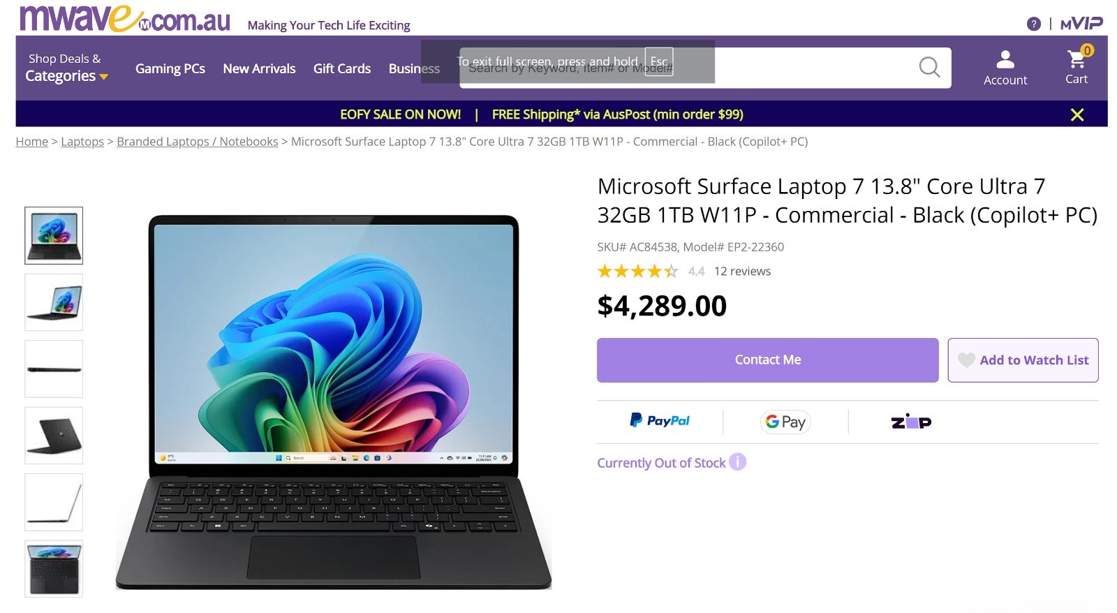 RRP$4289 NEW Surface for BUSINESS 32GB INTEL U7 (not ARM) 1TB Copilot AI Laptop