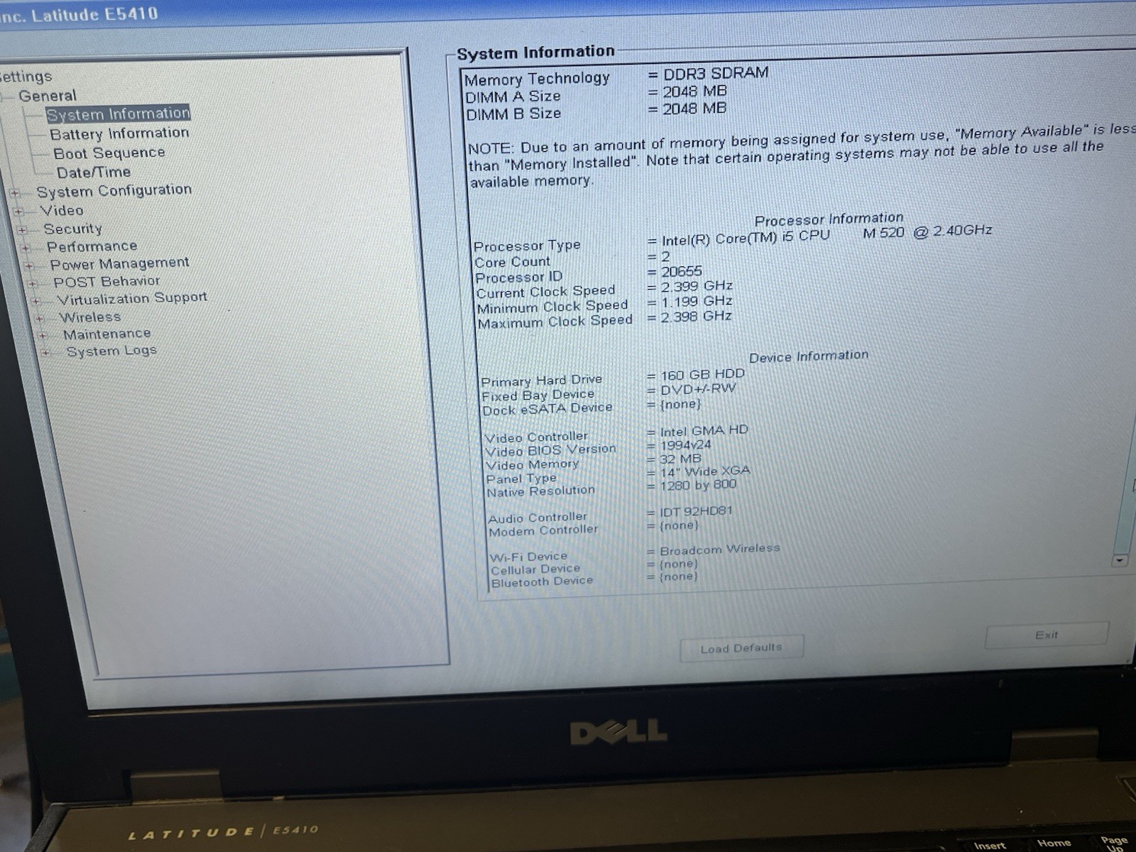 Dell Latitude E5410 i5 M 520 2.40GHz 4GB RAM 160GB HDD NO OS #4