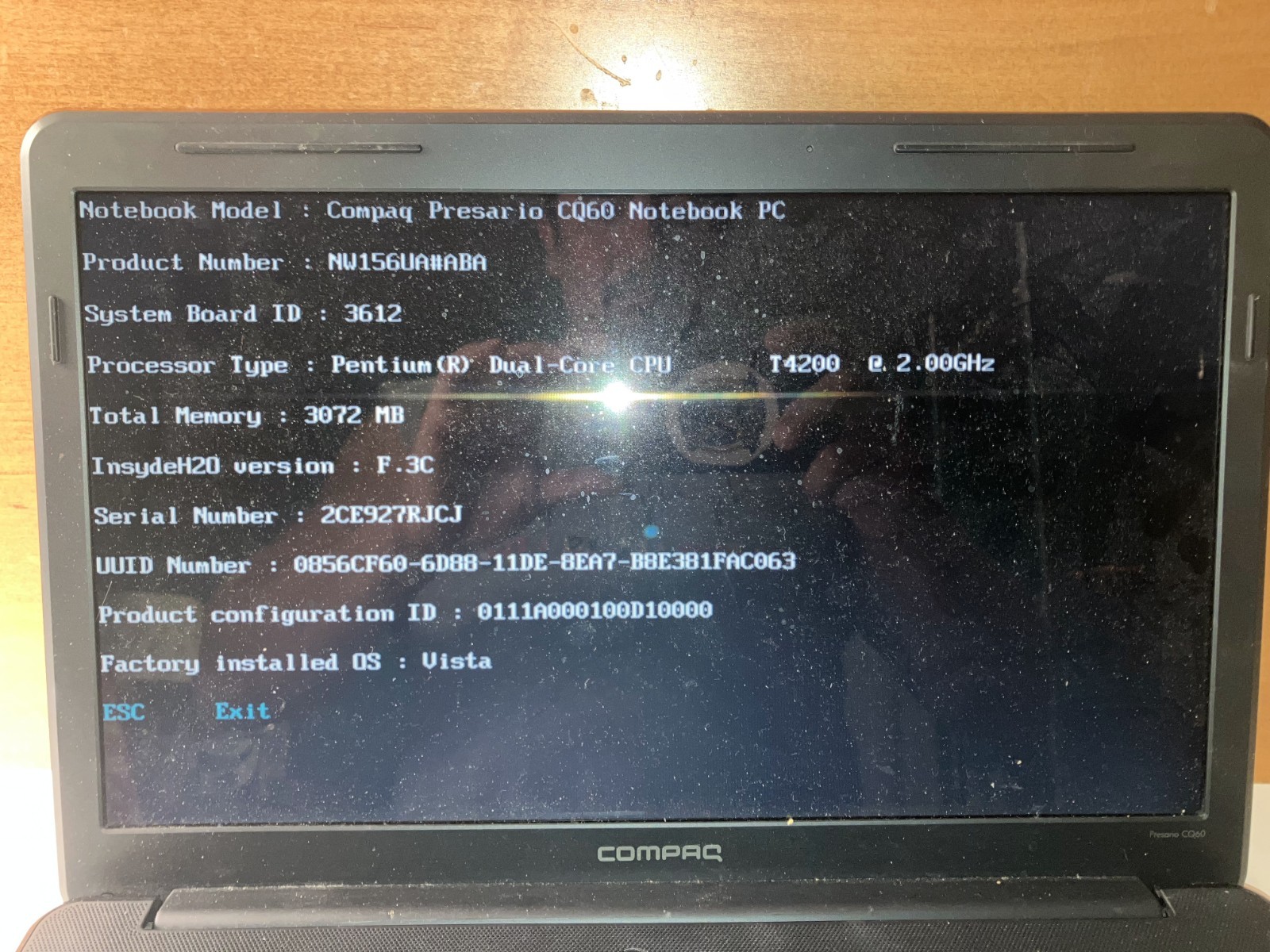 Compaq Presario CQ60-420US Intel Pentium Dual-Core T4200 2GHz 3GB NO HDD