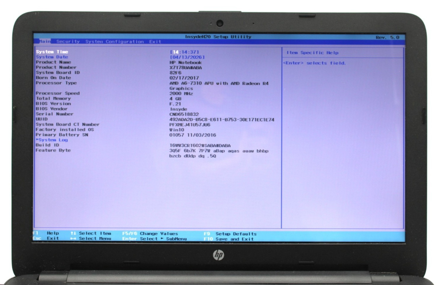 HP NOTEBOOK 15-BA009DX AMD A6-7310@2.0GHz 4GB DDR3 NO STORAGE/OS *USED/TESTED*