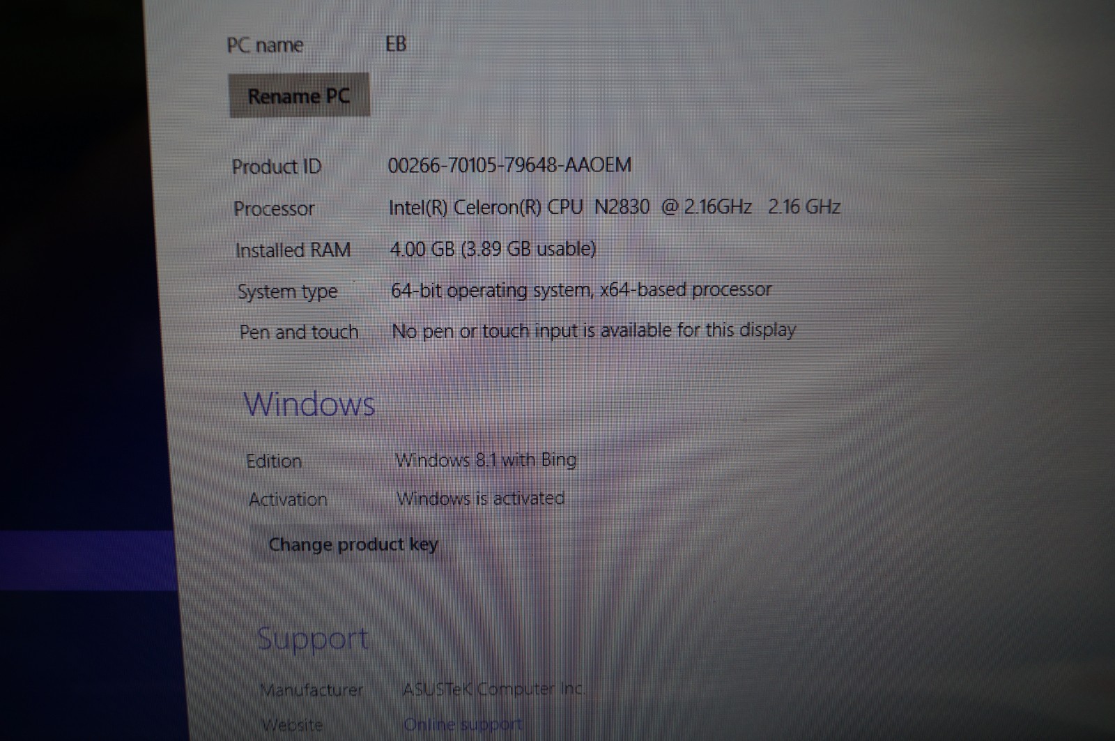 ASUS X551M ATHEROS AR5B125 15.5″ 2.16GHz 186GB HD 4G RAM WIN8.1 MSOff WORKS B153
