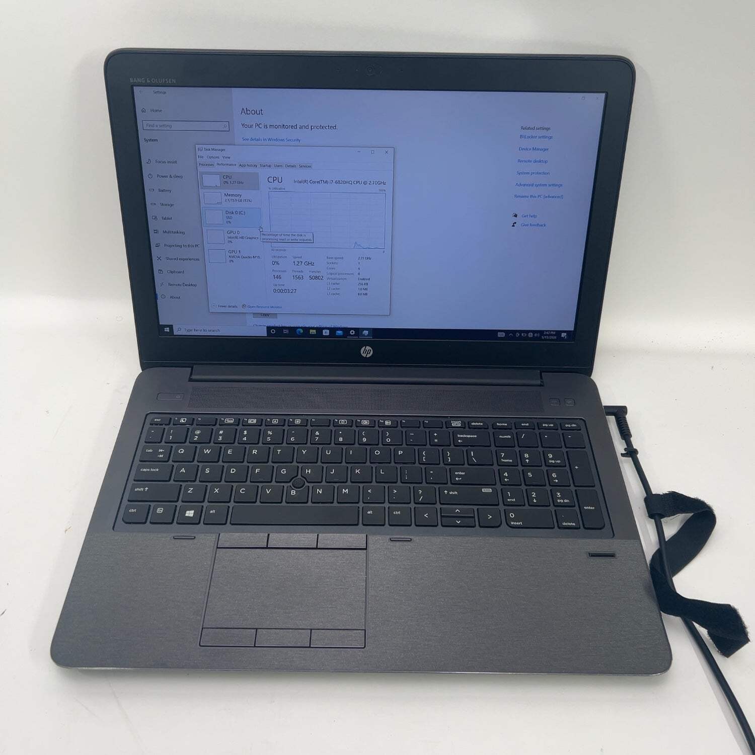 HP ZBook 15 G3 i7-6820hq 16GB RAM 256GB
