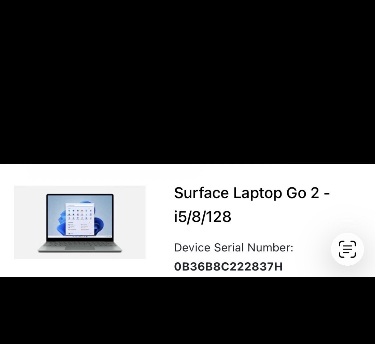 Microsoft Surface Laptop Go 2 2013 i5-1135G7 8GB 128GB SSD For Parts Only
