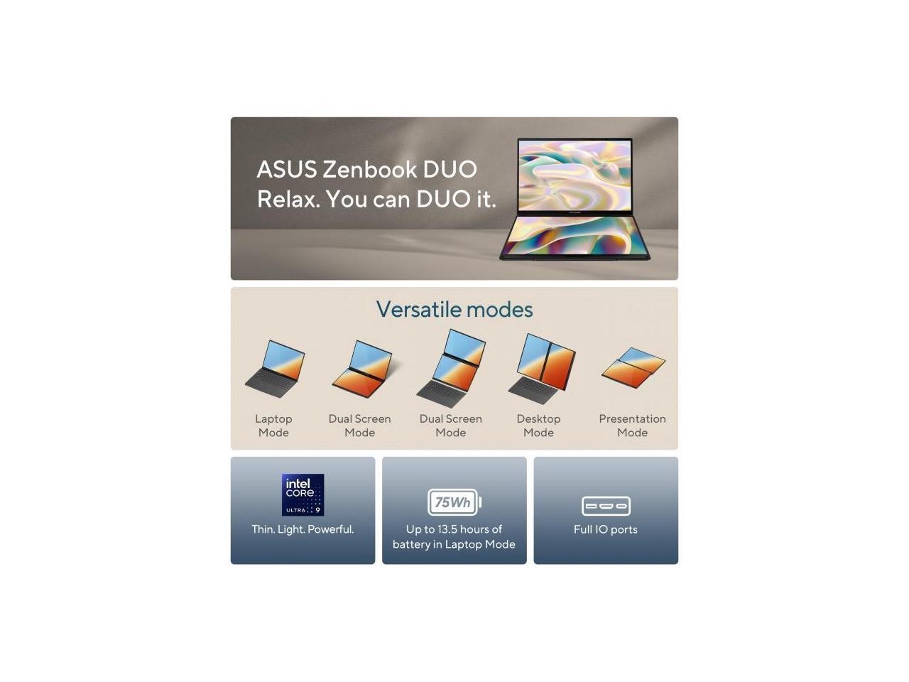 Asus UX8406CAPS99T ZenBook Duo 14″ 3K Touchscreen 2-in-1 Laptop
