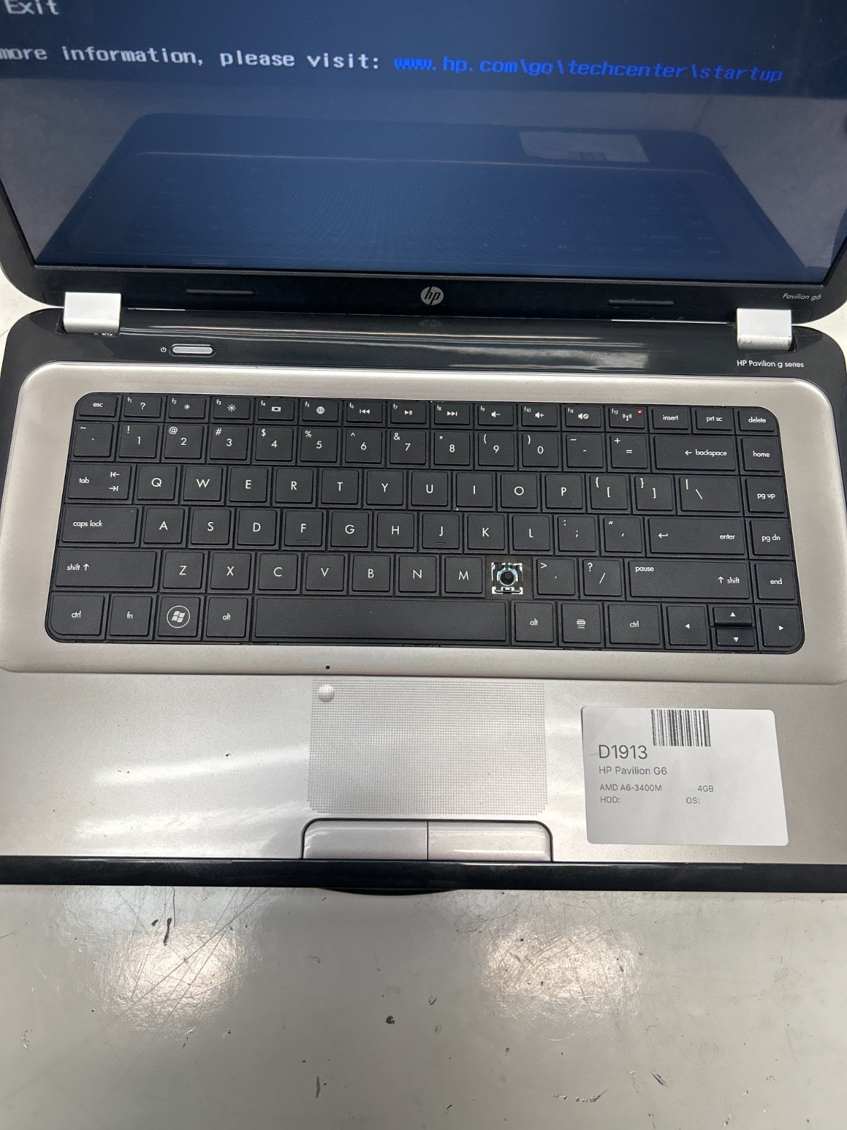 HP Pavilion G6 AMD A6-3400M 1400Mhz 4GB NO HDD